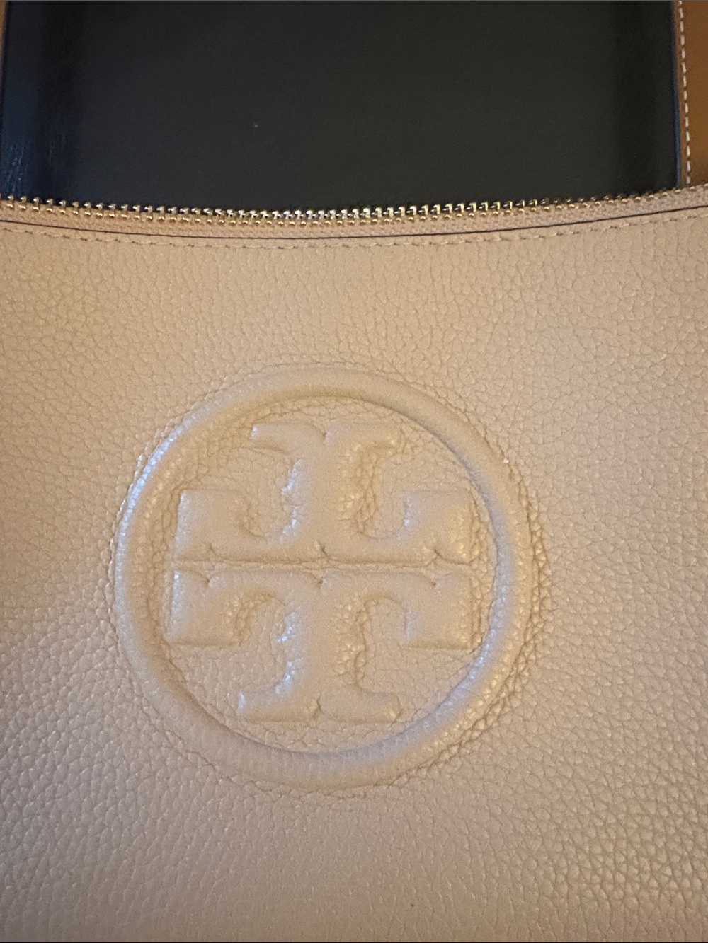 Tory Burch Blush Pink /beige Leather Crossbody with Brown Strap - Picture 2 of 9